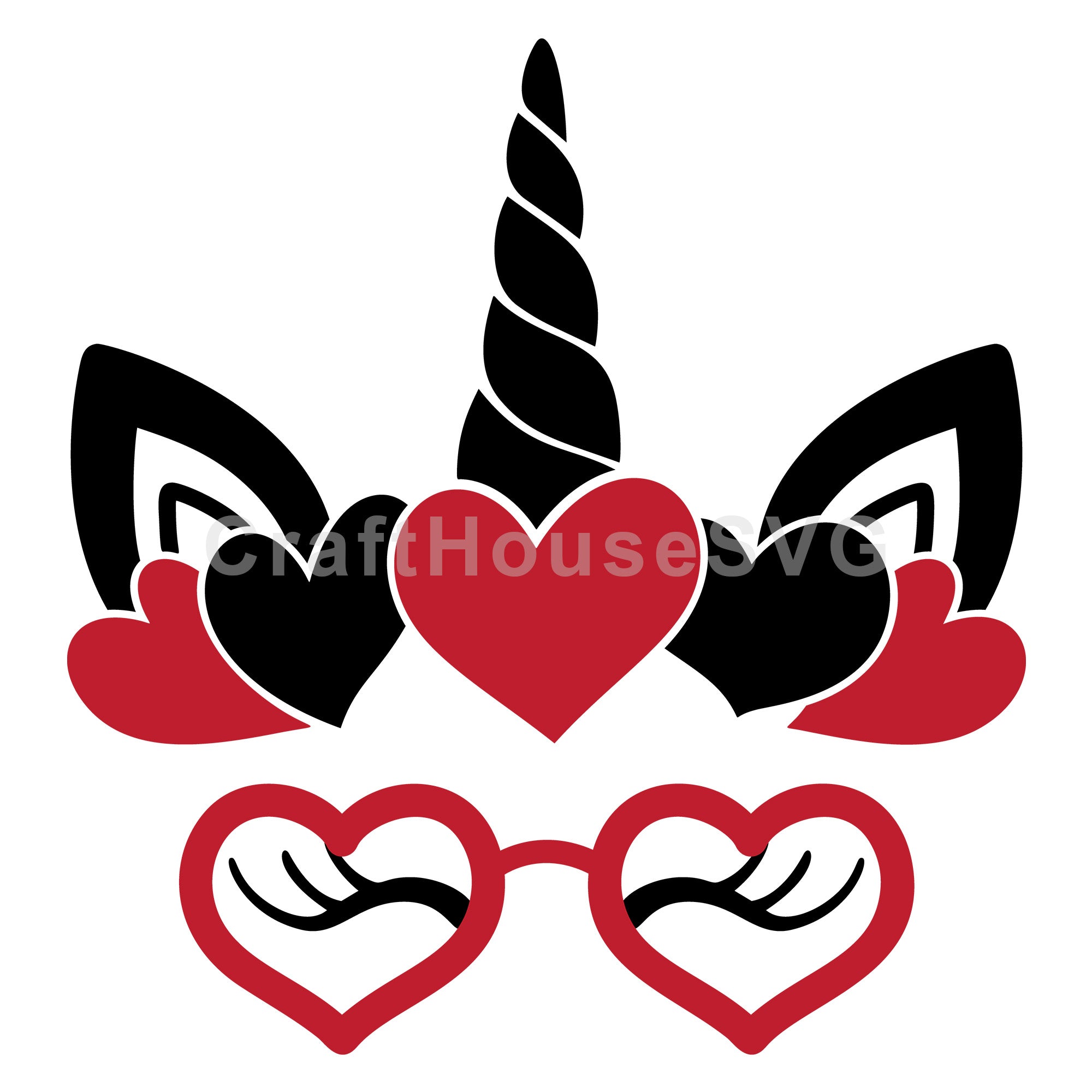 Valentine Unicorn Glasses SVG Kids Valentine
