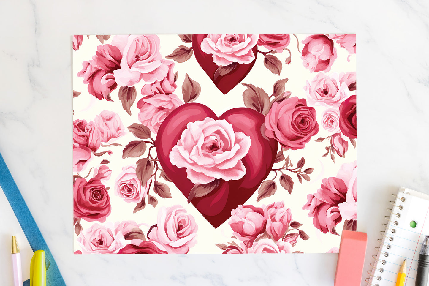 FREE Valentine's Day 20oz Tumbler Wrap Sublimation Design Rose Pattern PNG