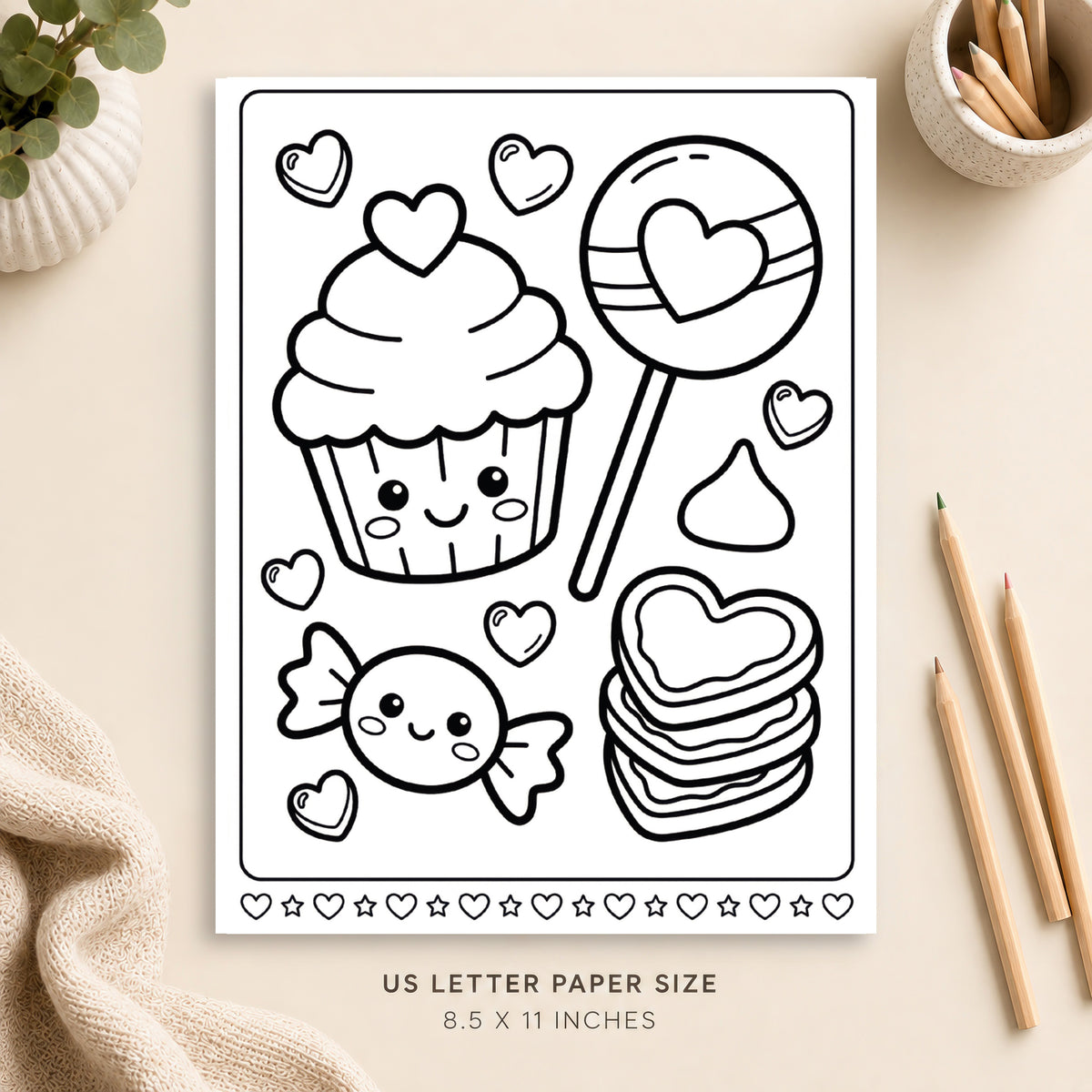 Valentine Sweets Coloring Page 2