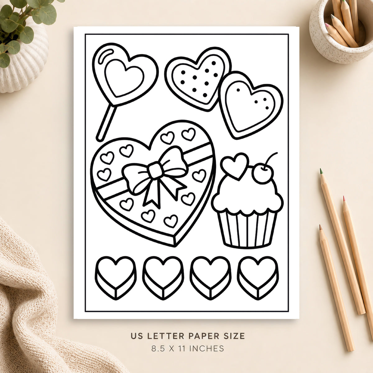 Valentine Sweets Coloring Page 4
