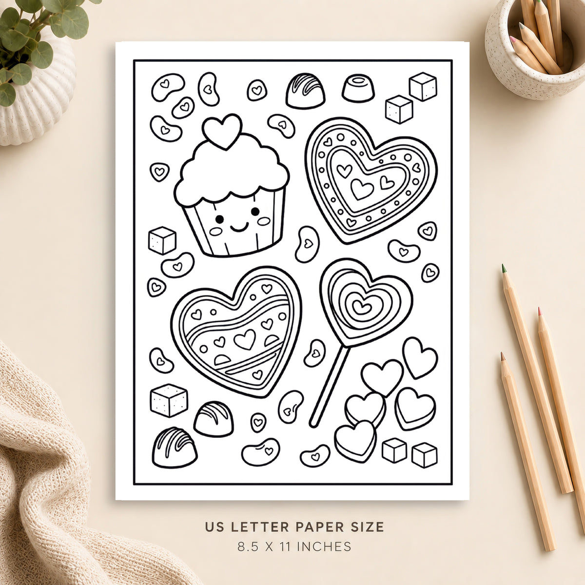 Valentine Sweets Coloring Page 5