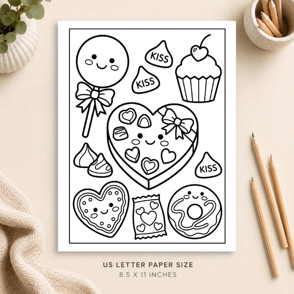 Valentine Sweets Coloring Page 6
