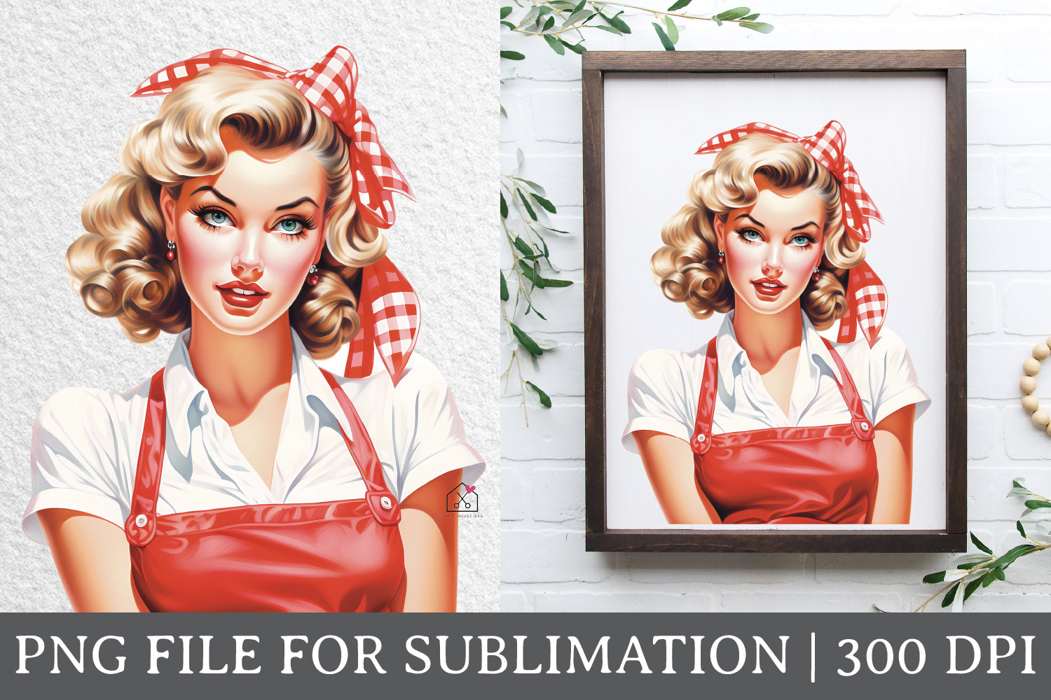 Vintage Pin Up Girl Sublimation Retro Shirt Design PNG