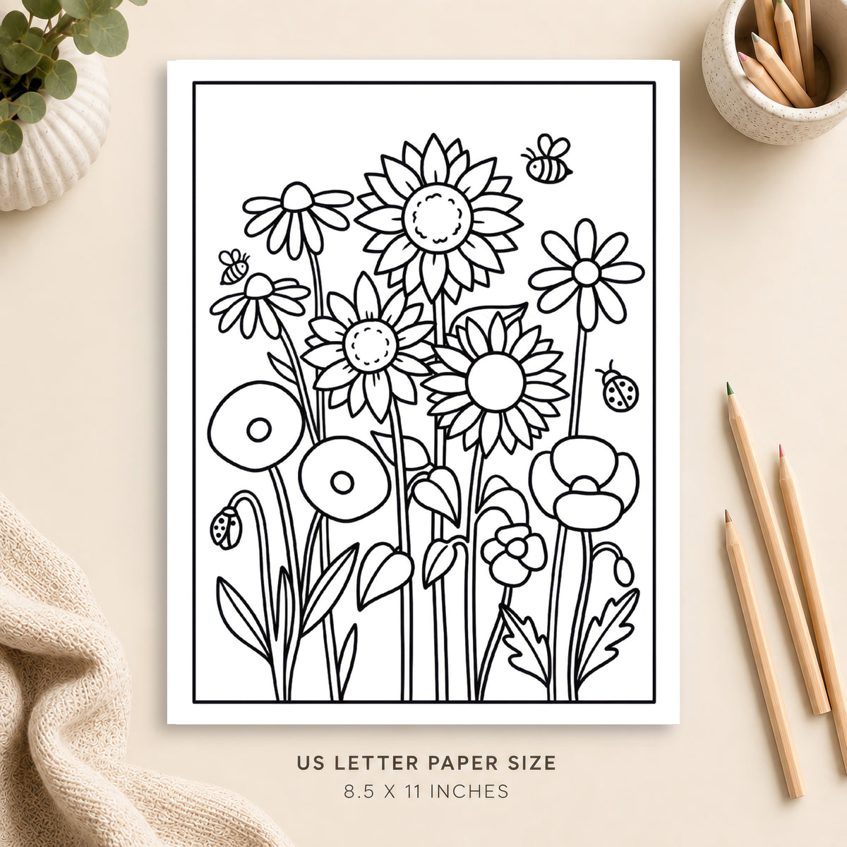 Western Flowers Coloring Page 2