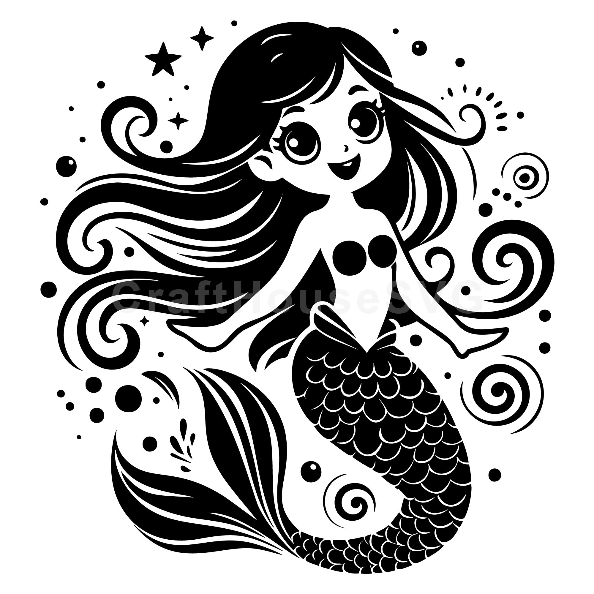 Whimsical Mermaid SVG
