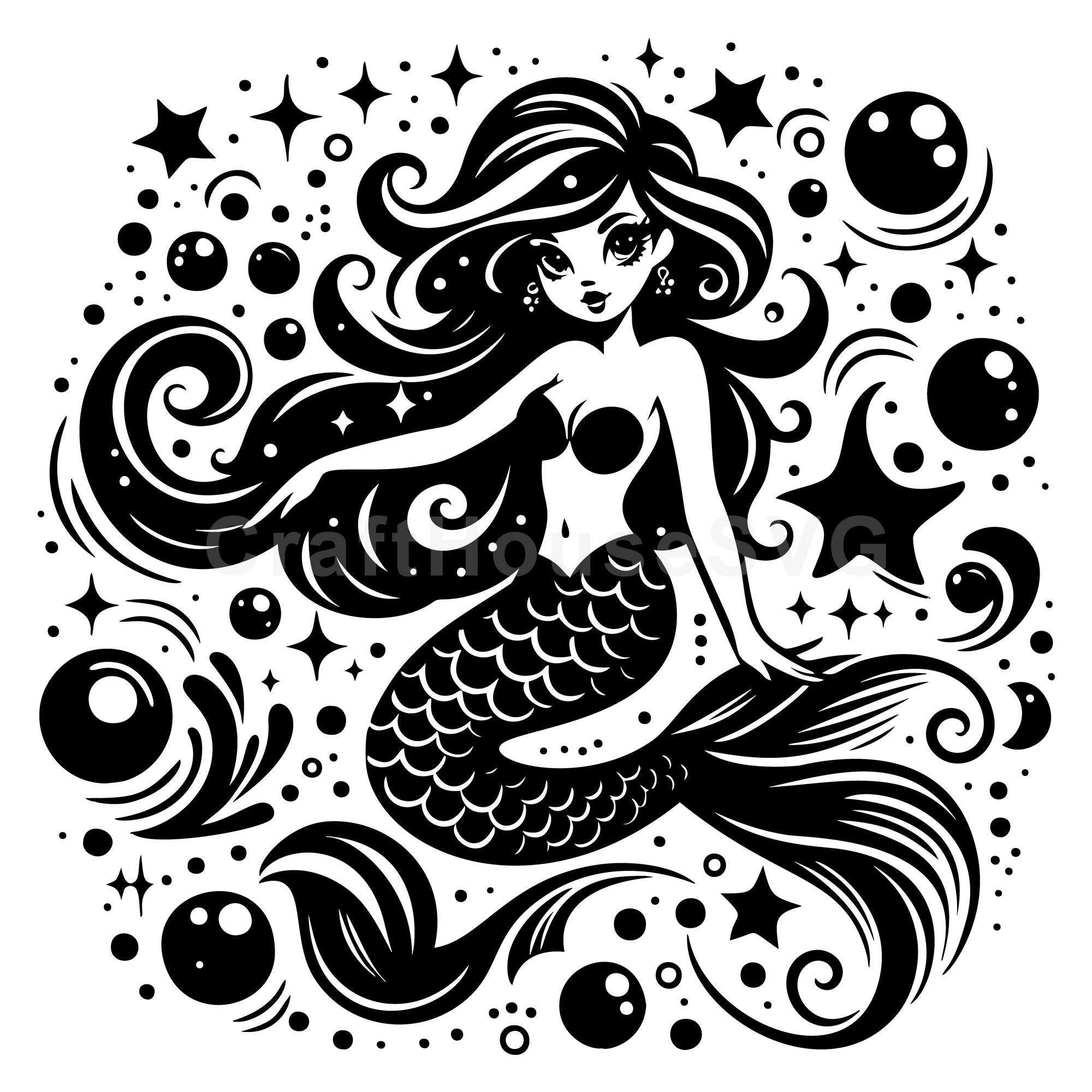 Whimsical Mermaid SVG Cut File