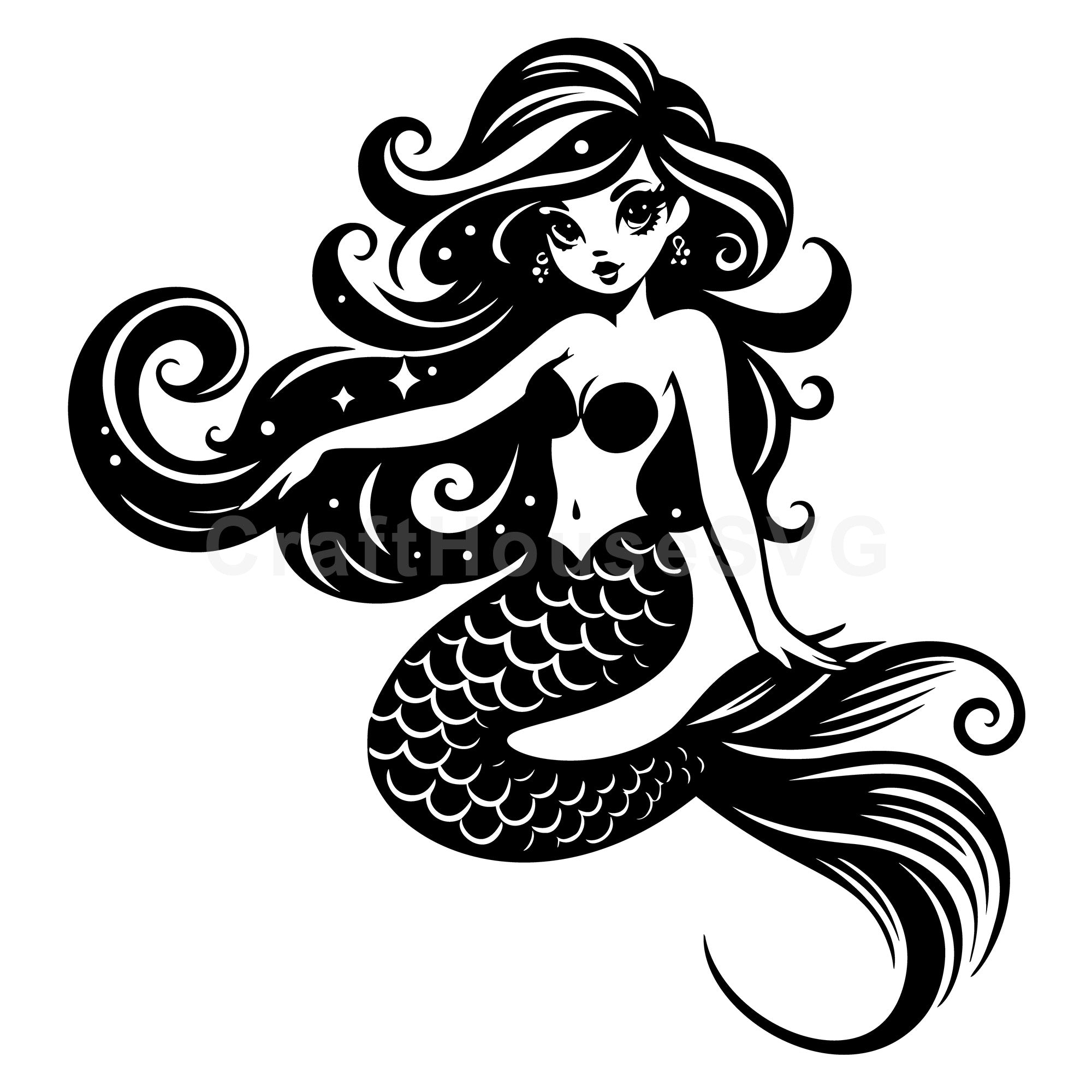Beautiful Mermaid Princess SVG