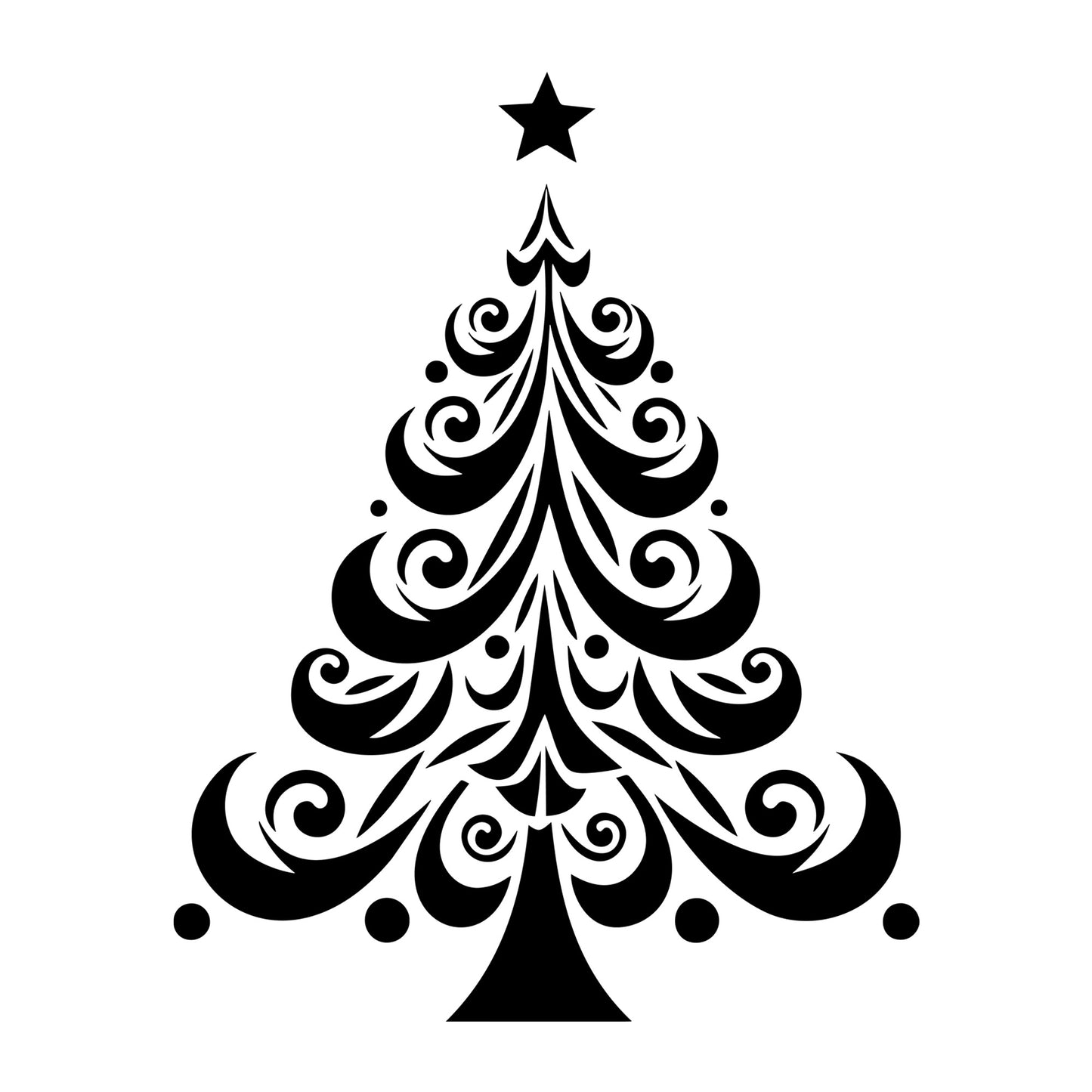 Whimsical Christmas Tree SVG design for Cricut, Silhouette, laser cutting, vinyl, sublimation, and Christmas craft projects.