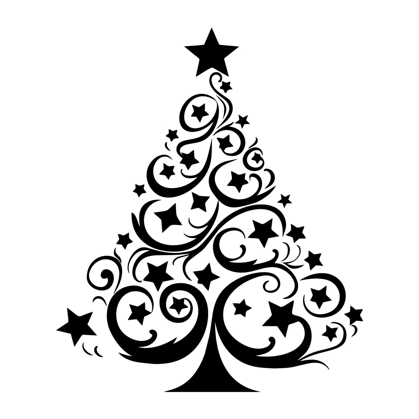 Whimsical Christmas Tree SVG design for Cricut, Silhouette, laser cutting, vinyl, sublimation, and Christmas craft projects.