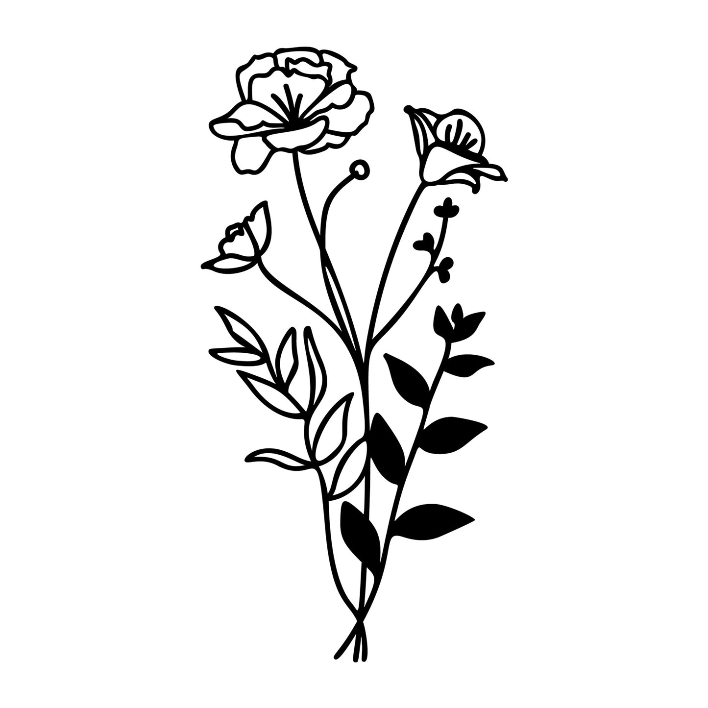 Wildflower Bouquet SVG design for Cricut, Silhouette, laser cutting, vinyl, sublimation, floral crafts, and DIY projects.