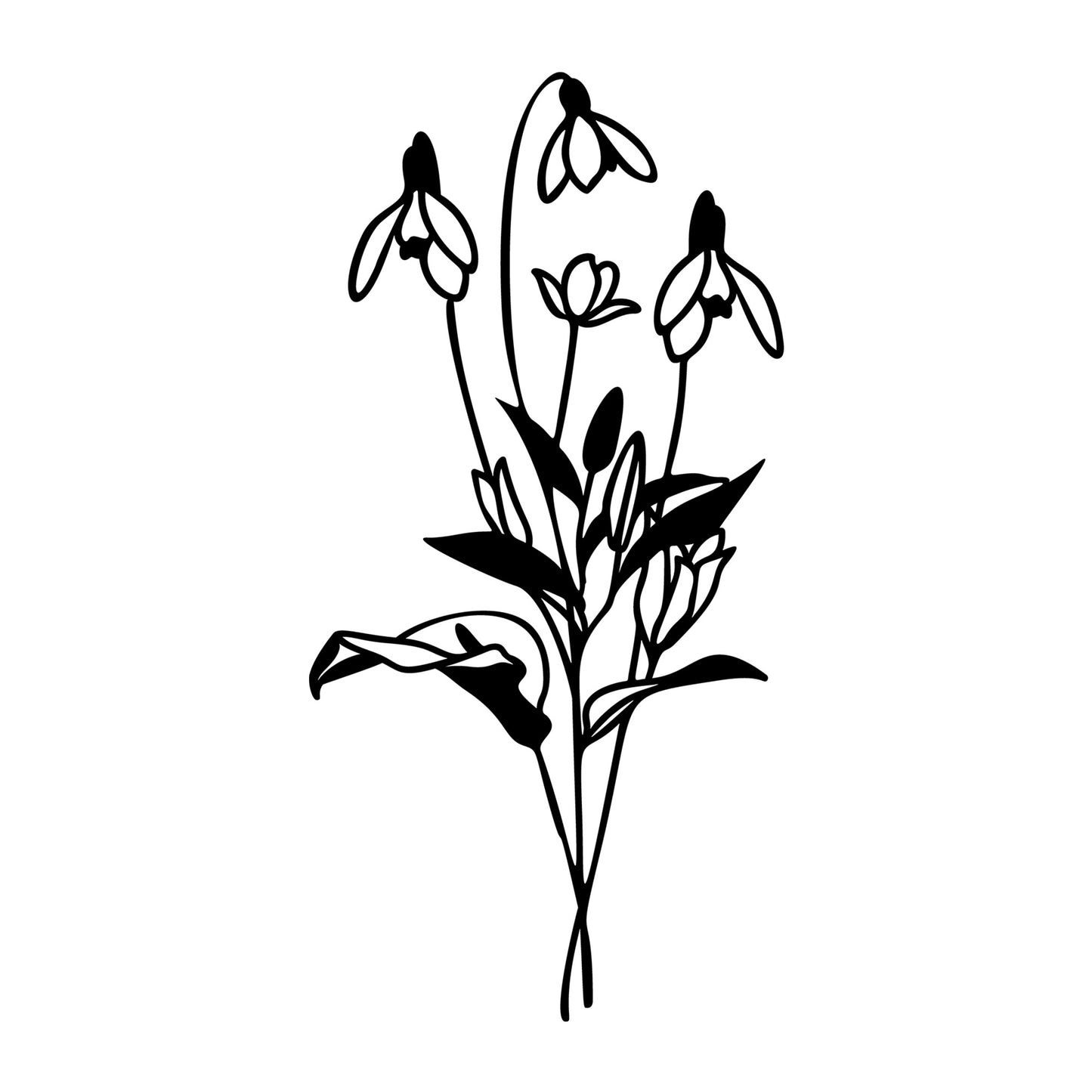 Wildflower Bouquet SVG design for Cricut, Silhouette, laser cutting, vinyl, sublimation, floral crafts, and DIY projects.