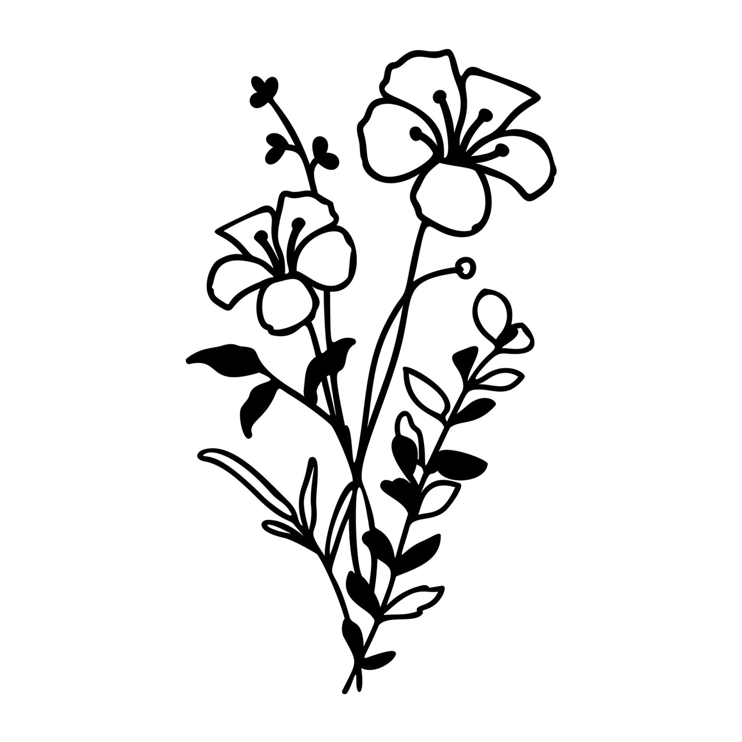 Wildflower Bouquet SVG design for Cricut, Silhouette, laser cutting, vinyl, sublimation, floral crafts, and DIY projects.