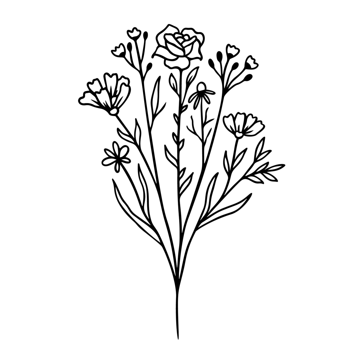 Wildflowers SVG design for Cricut, Silhouette, laser cutting, vinyl, sublimation, floral crafts, and DIY projects.