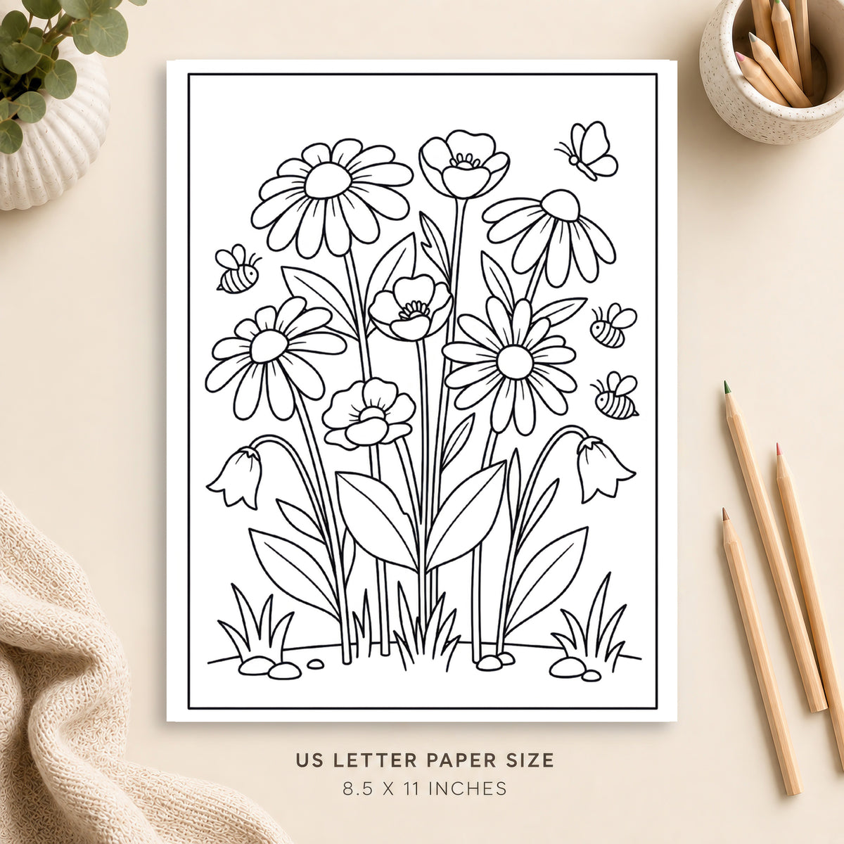 Wildflowers Coloring Page 4