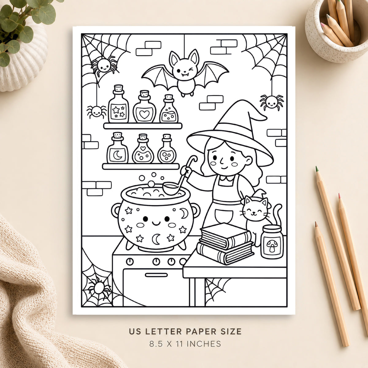 Witchy Kitchen Coloring Page 3