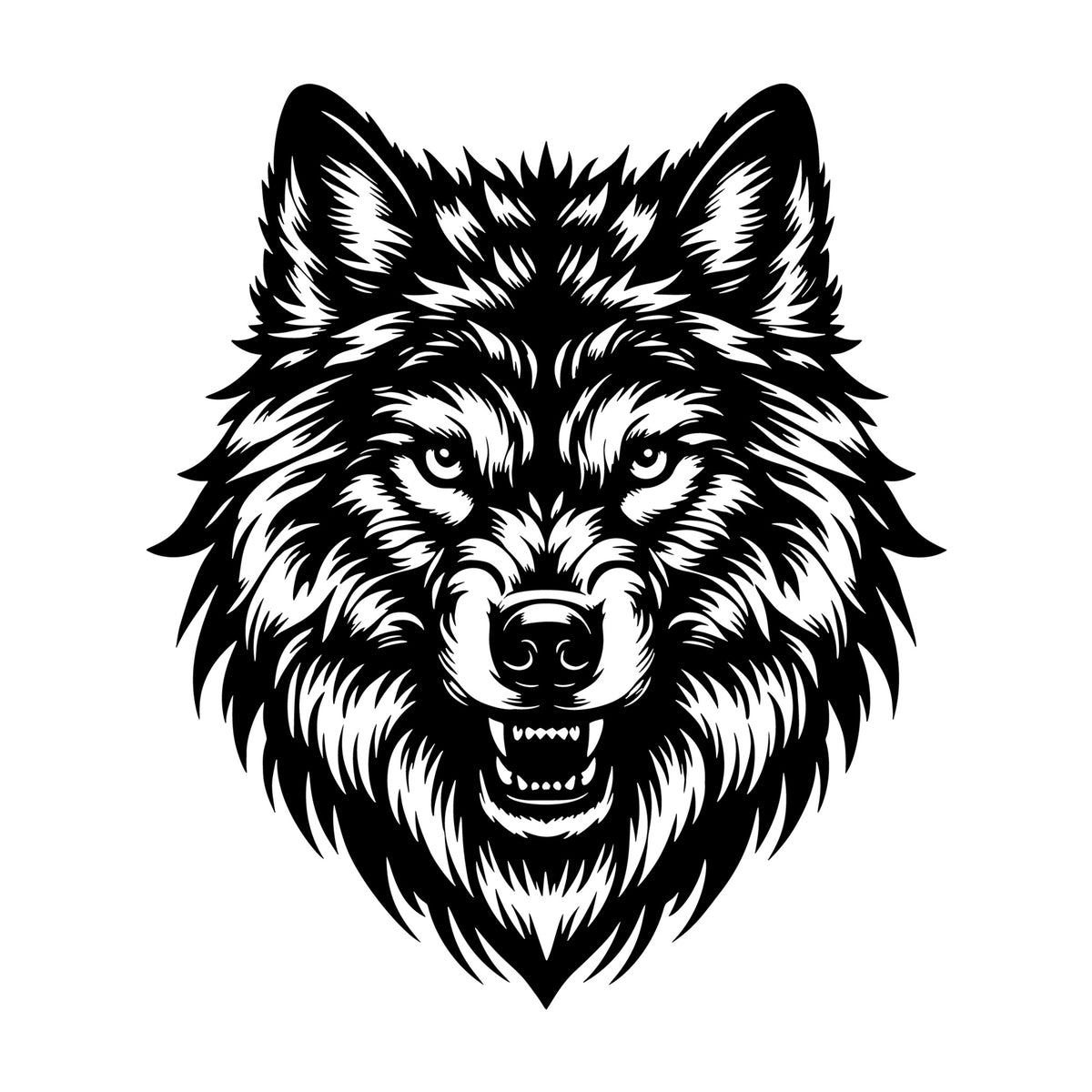 Wolf Head Intricate SVG design for Cricut, Silhouette, laser cutting, vinyl, sublimation, and craft projects.