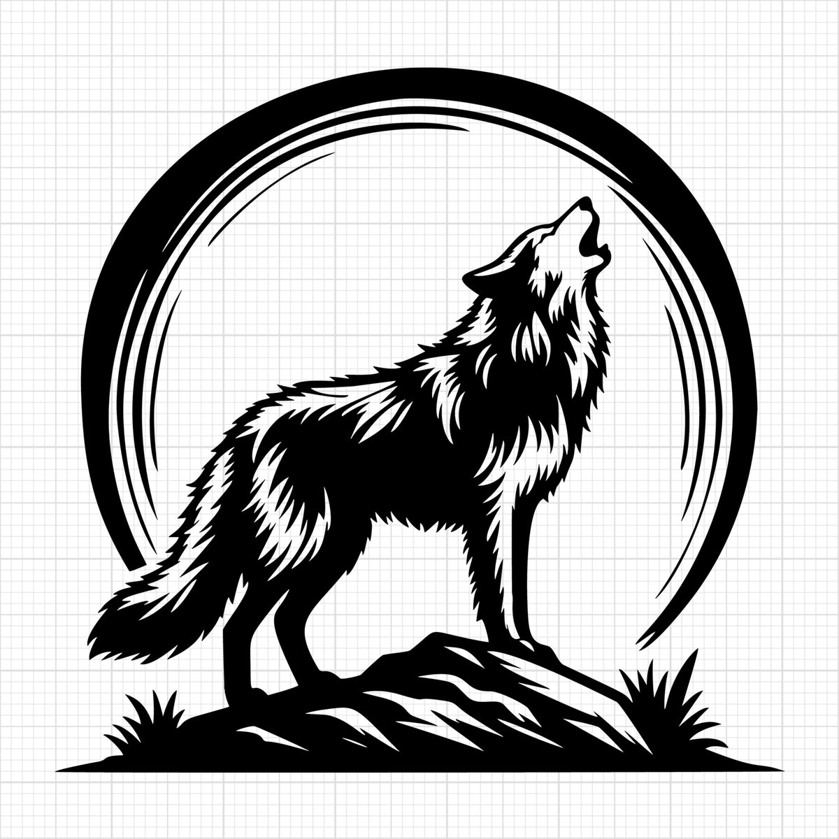Wolf Howling on Rocky Hill