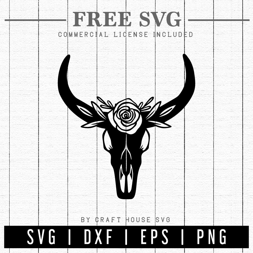 FREE Floral cow skull SVG | FB142