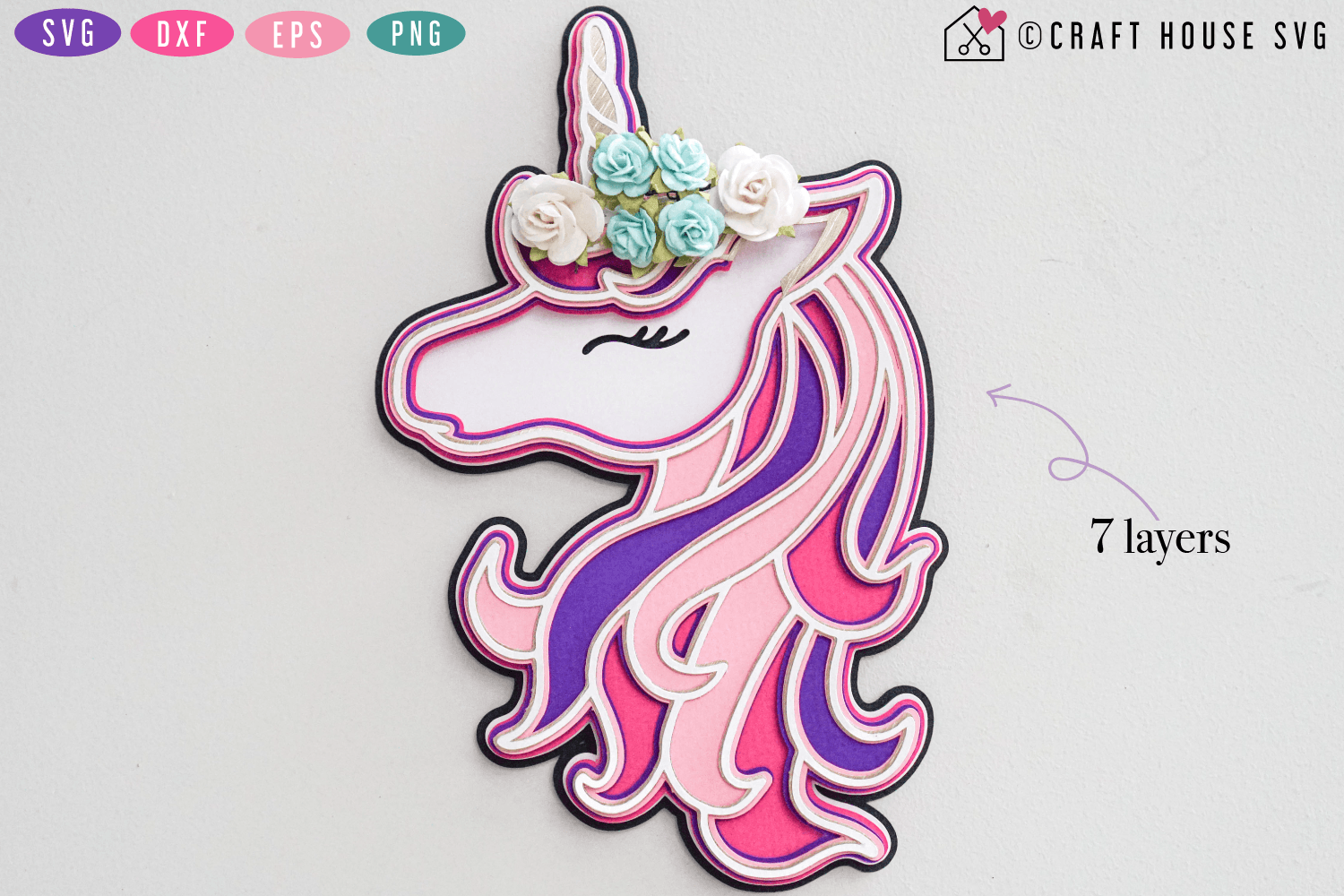 3D Layered Unicorn SVG Craft House SVG - SVG files for Cricut and Silhouette