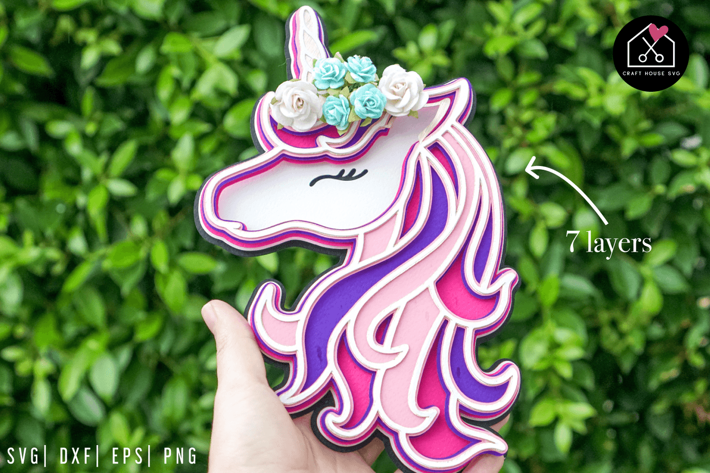 3D Layered Unicorn SVG Craft House SVG - SVG files for Cricut and Silhouette