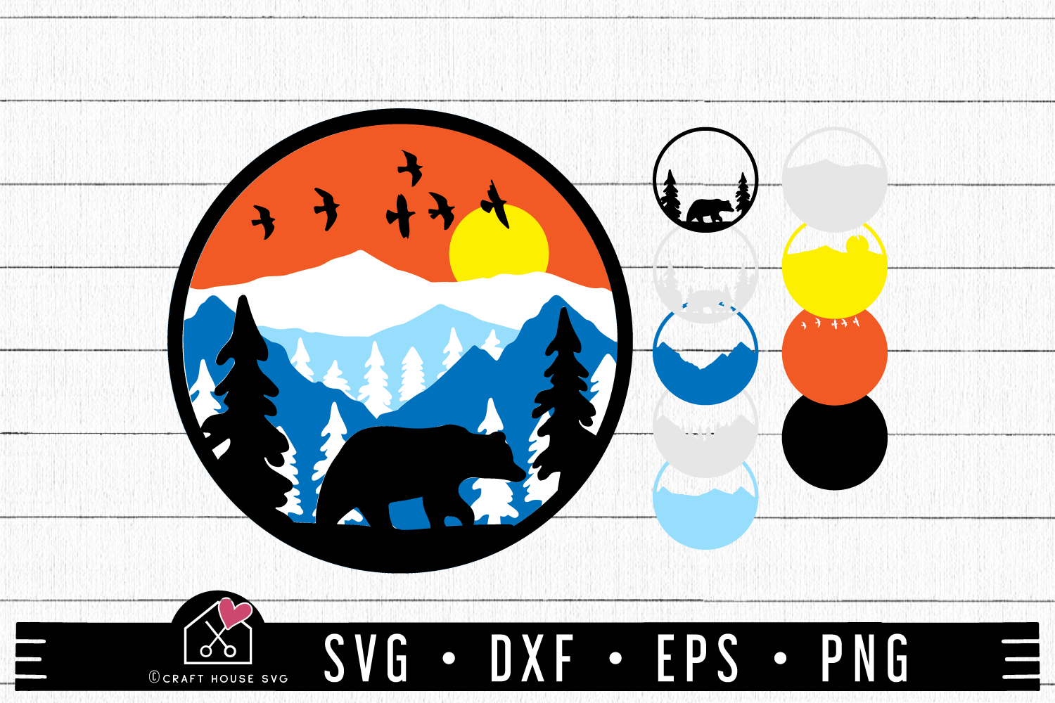 FREE 3D Mountains SVG file | Bear in the mountains 3D SVG | FB179