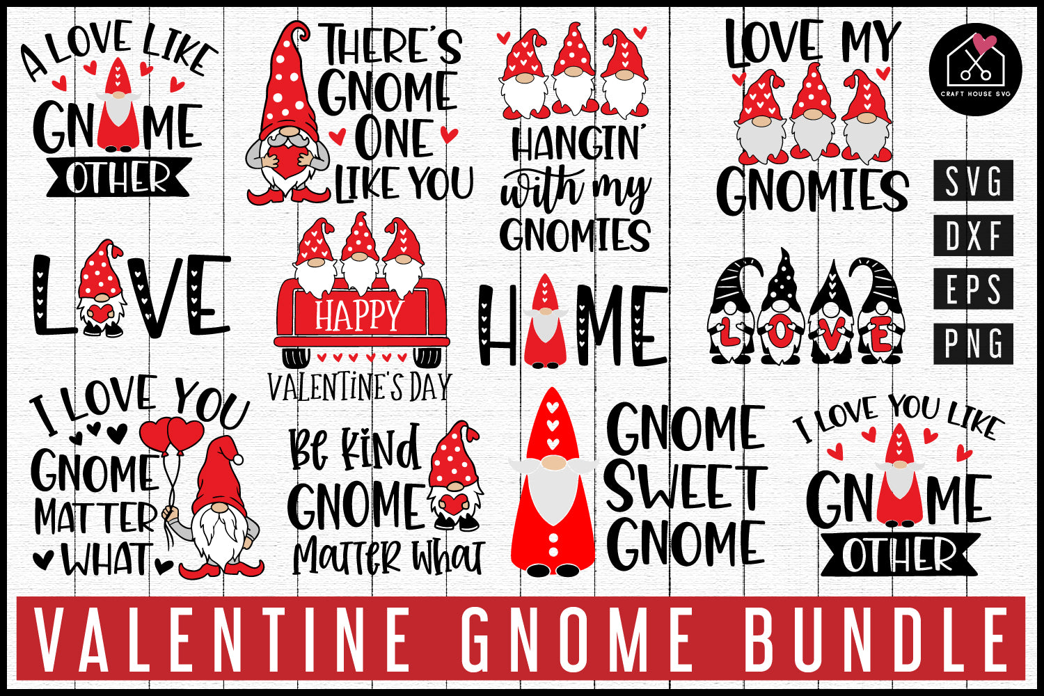 Valentine Gnome Quotes SVG Bundle