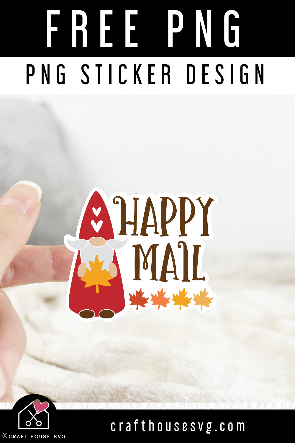 FREE Happy mail Fall gnome Sticker Design PNG file | FB275 - Craft House SVG