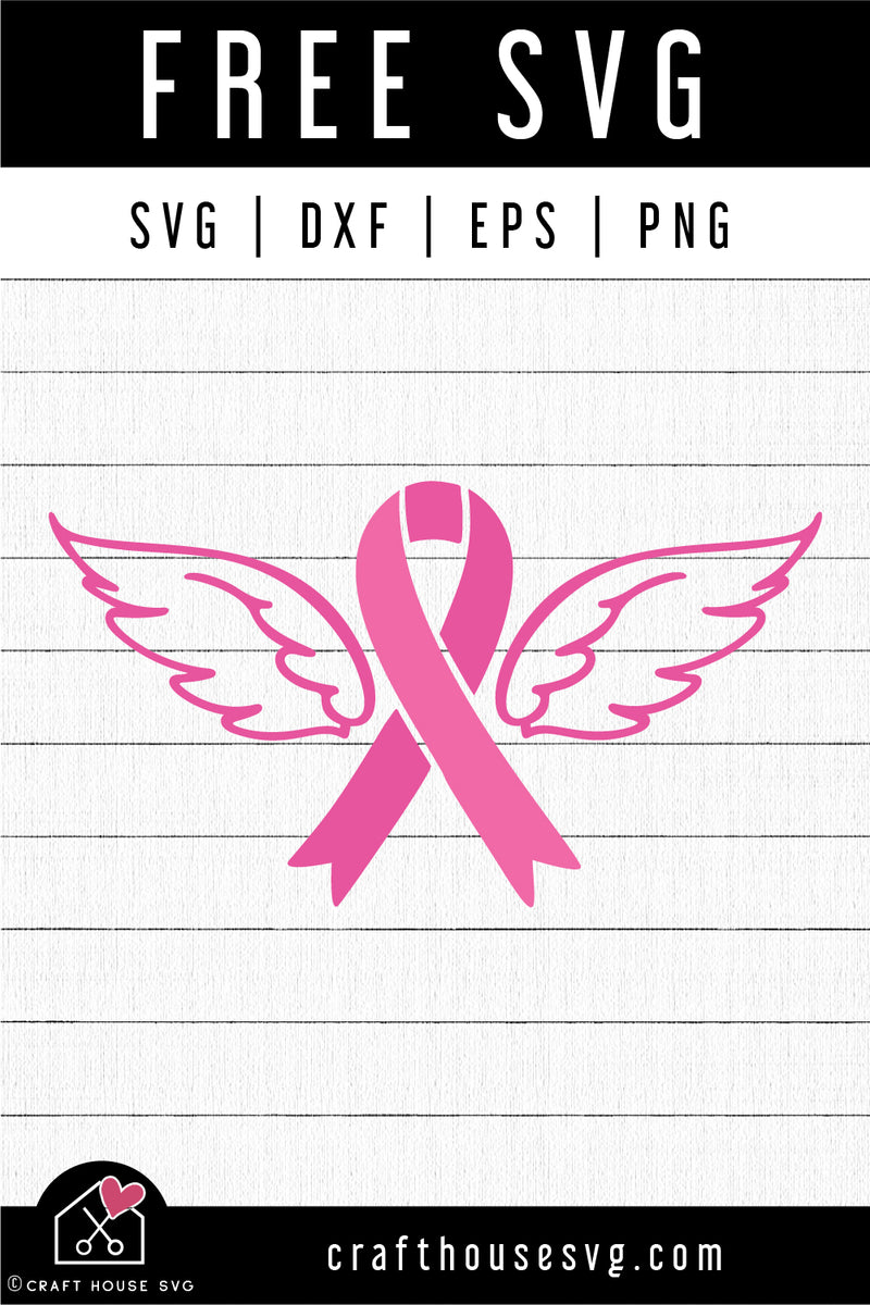 FREE Breast Cancer Awareness Heart Ribbon SVG - Craft House SVG