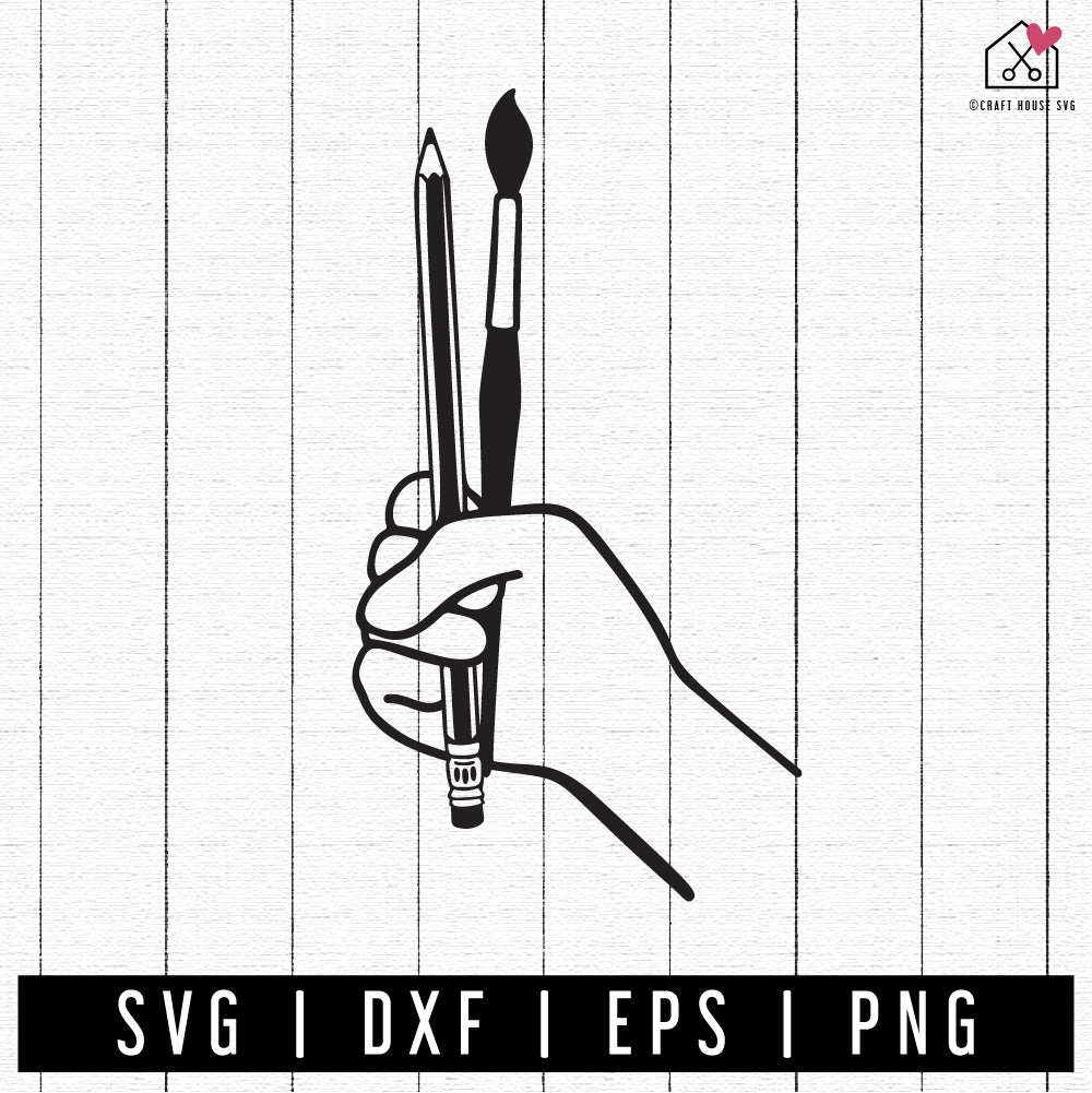 FREE Artist Hand SVG Hand with pencil and paint brush SVG | FB302