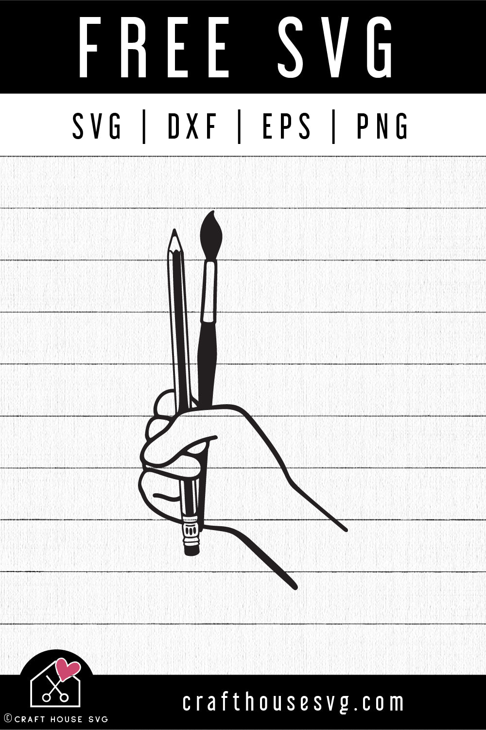 FREE Artist Hand SVG Hand with pencil and paint brush SVG | FB302
