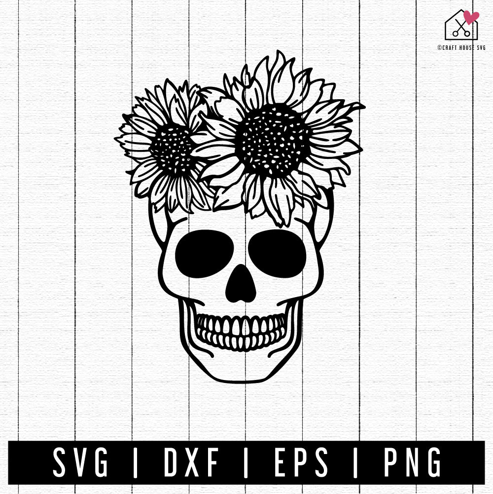 FREE Skull Sunflower SVG Craft House SVG