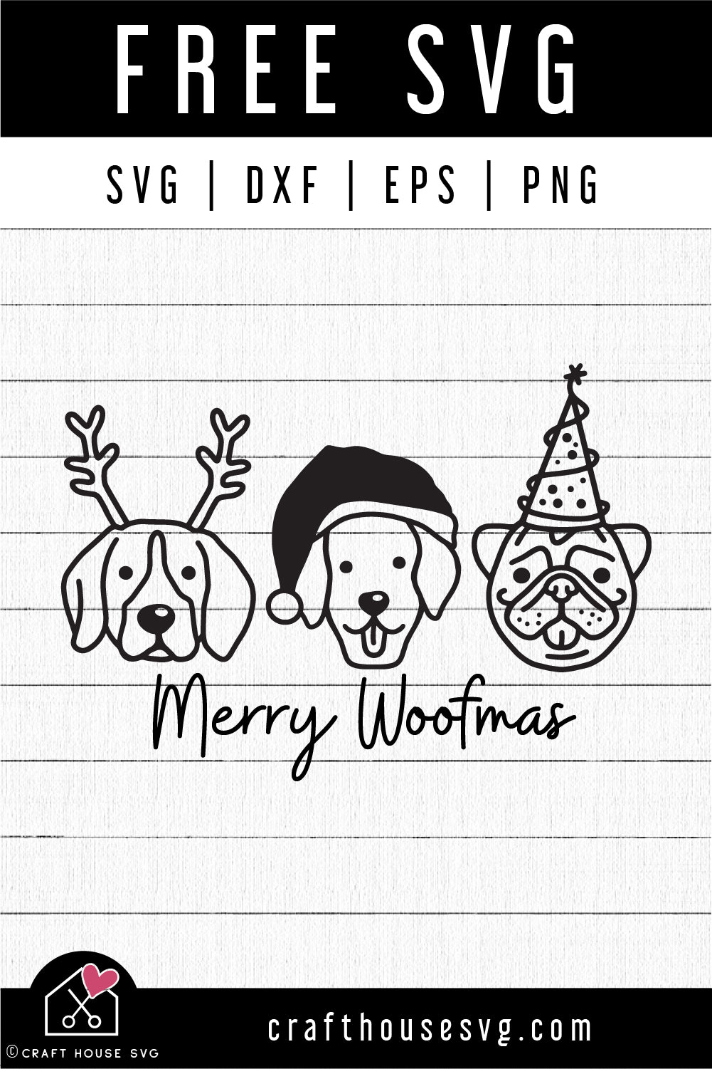 FREE Merry Woofmas Dog Christmas SVG FB367