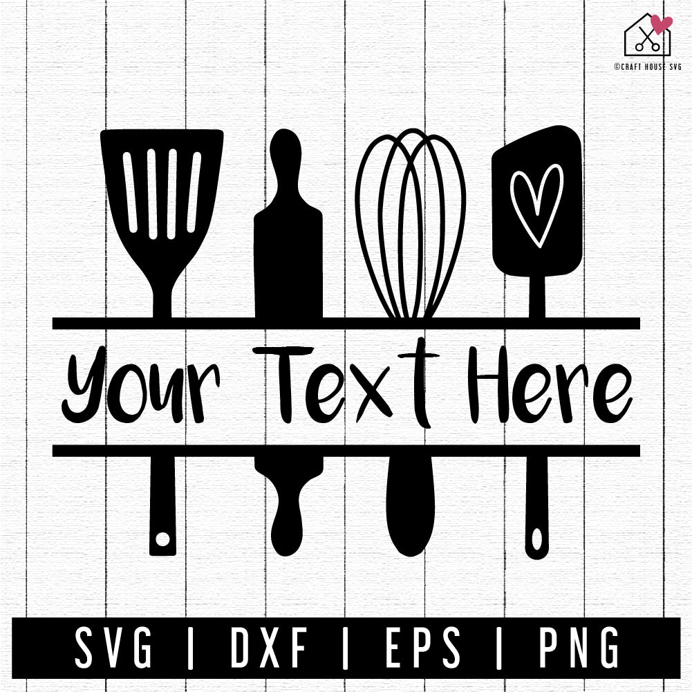 FREE Kitchen Monogram SVG Utensils split sign cut file FB395