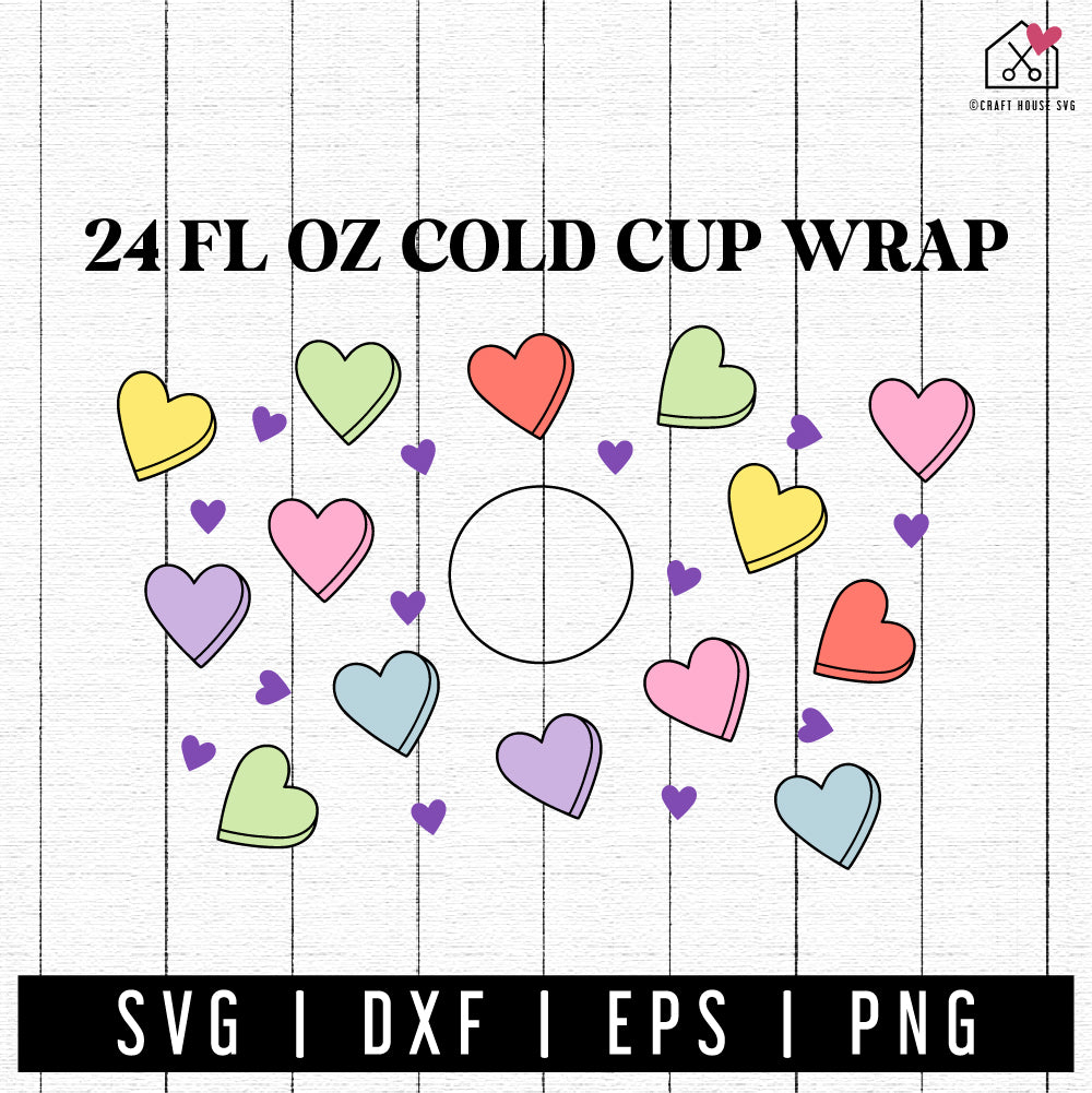 FREE Blank Conversation Heart Cup Wrap Venti 24oz SVG cut file FB407