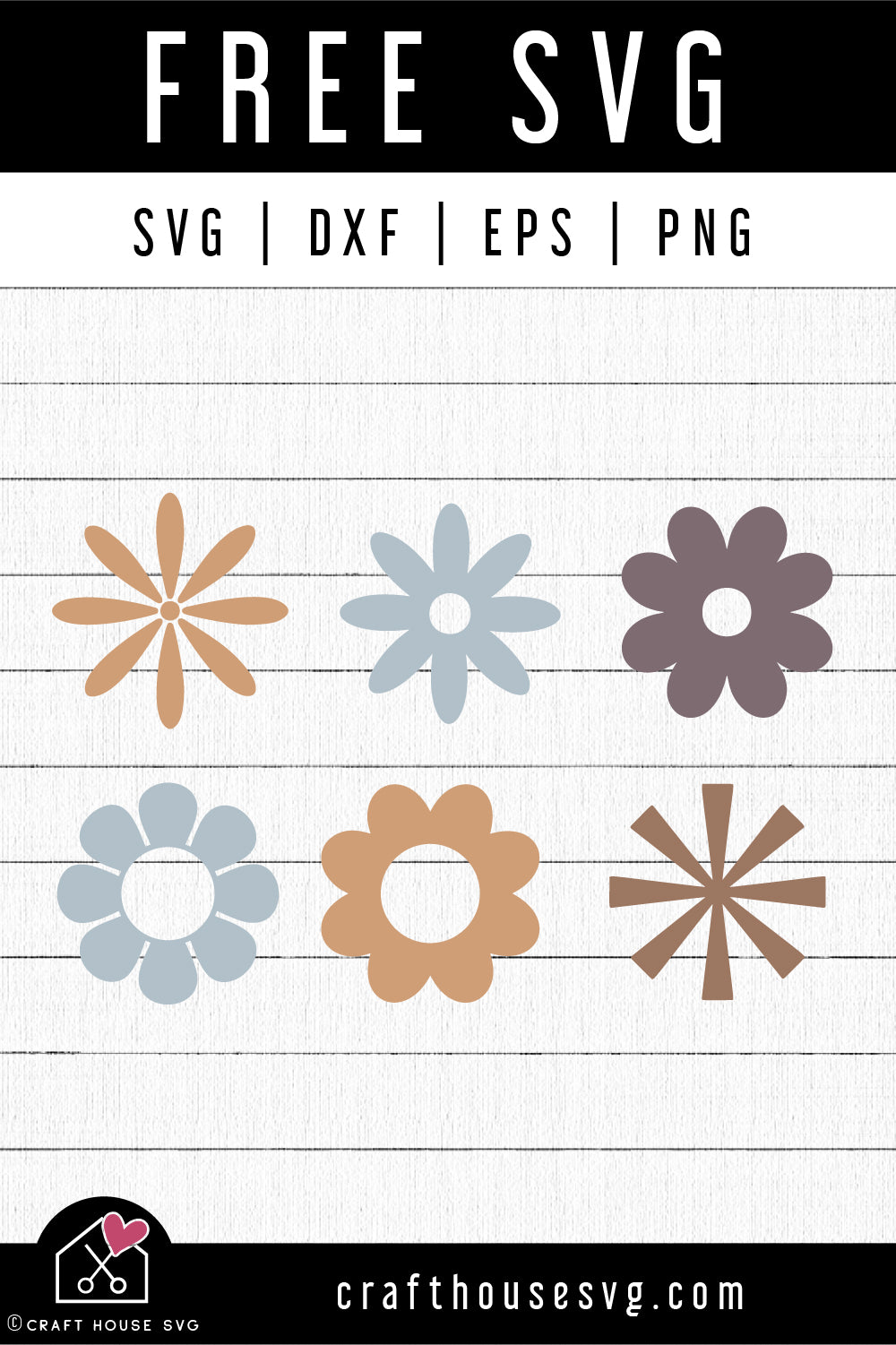 FREE Retro Flowers SVG Groovy Cut File | FB460 - Craft House SVG
