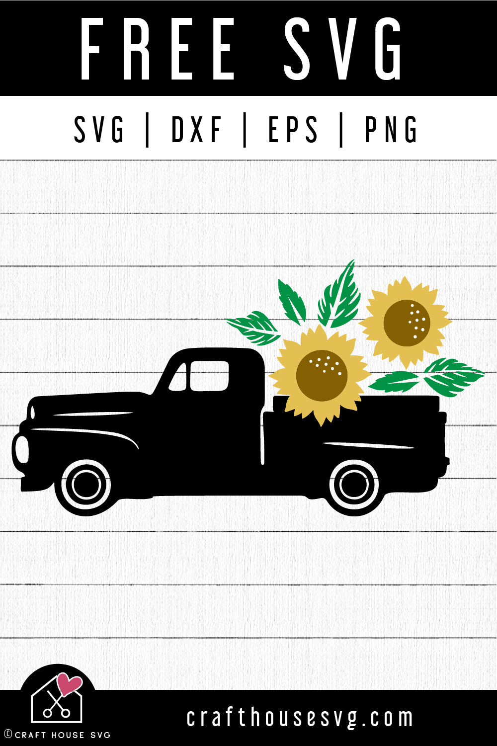 FREE Sunflower Truck SVG Summer Fall Sign Cut File | FB492