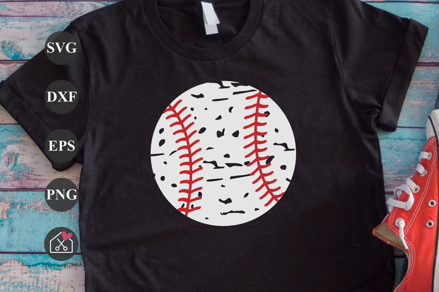 FREE Distressed Baseball SVG Baseball Shirt Design Cut File | FB493