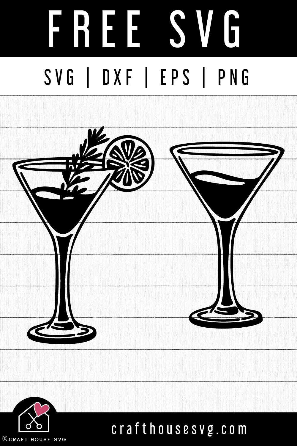 FREE Cocktail Glass With Lemon SVG Cut Files - Craft House SVG