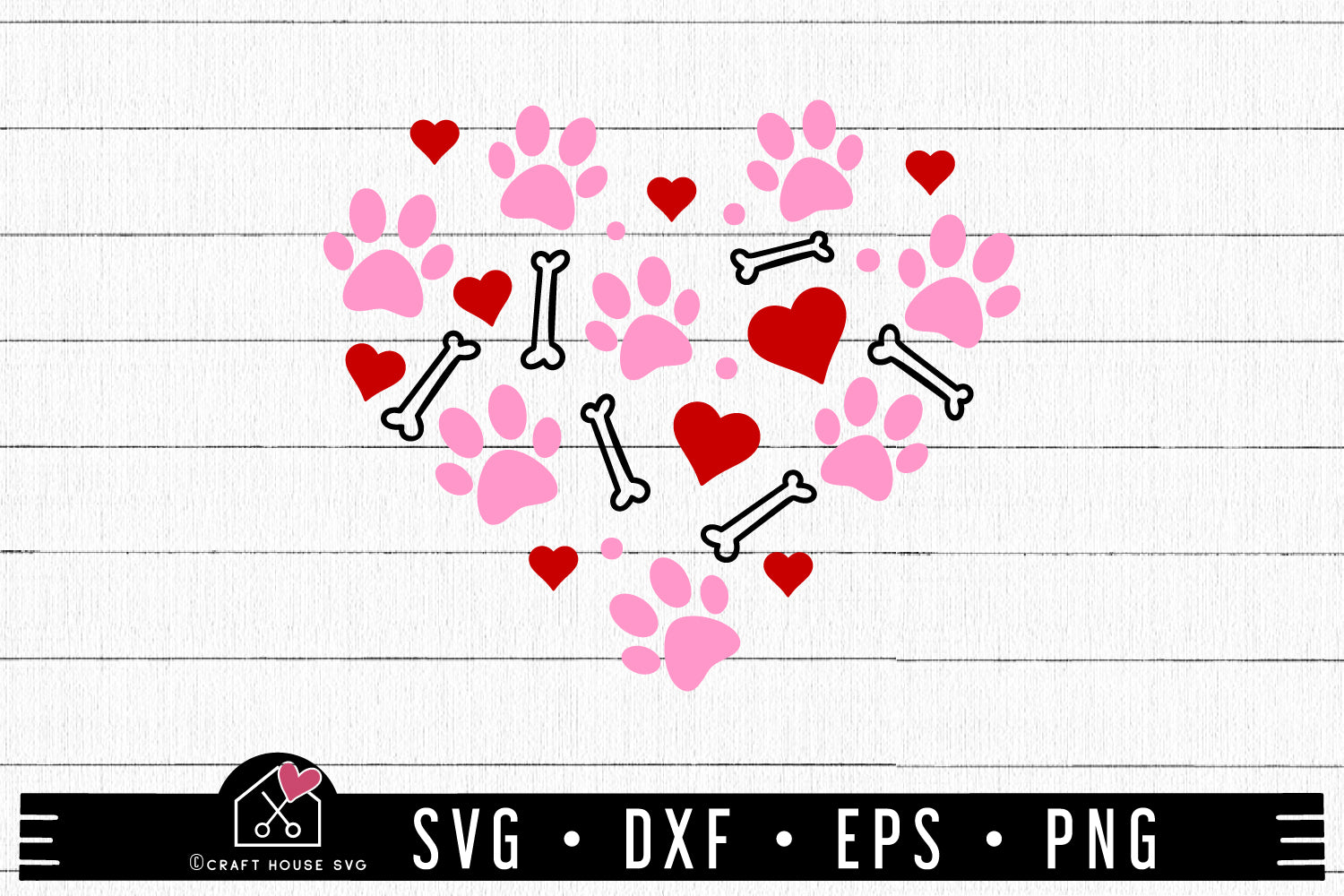 FREE Paw Heart Doodles SVG Valentine's Day Cat Dog Pet Pattern Cut Files