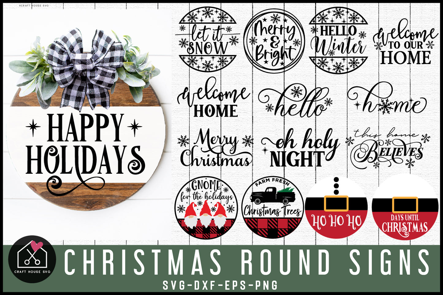Christmas Round Wood Signs SVG Bundle - Craft House SVG