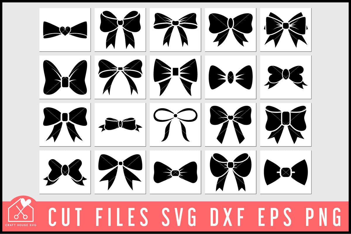 Gift ribbon and bow. Cut files for Cricut. Clip Art silhouettes (eps, svg,  pdf, png, dxf, jpeg). - So Fontsy