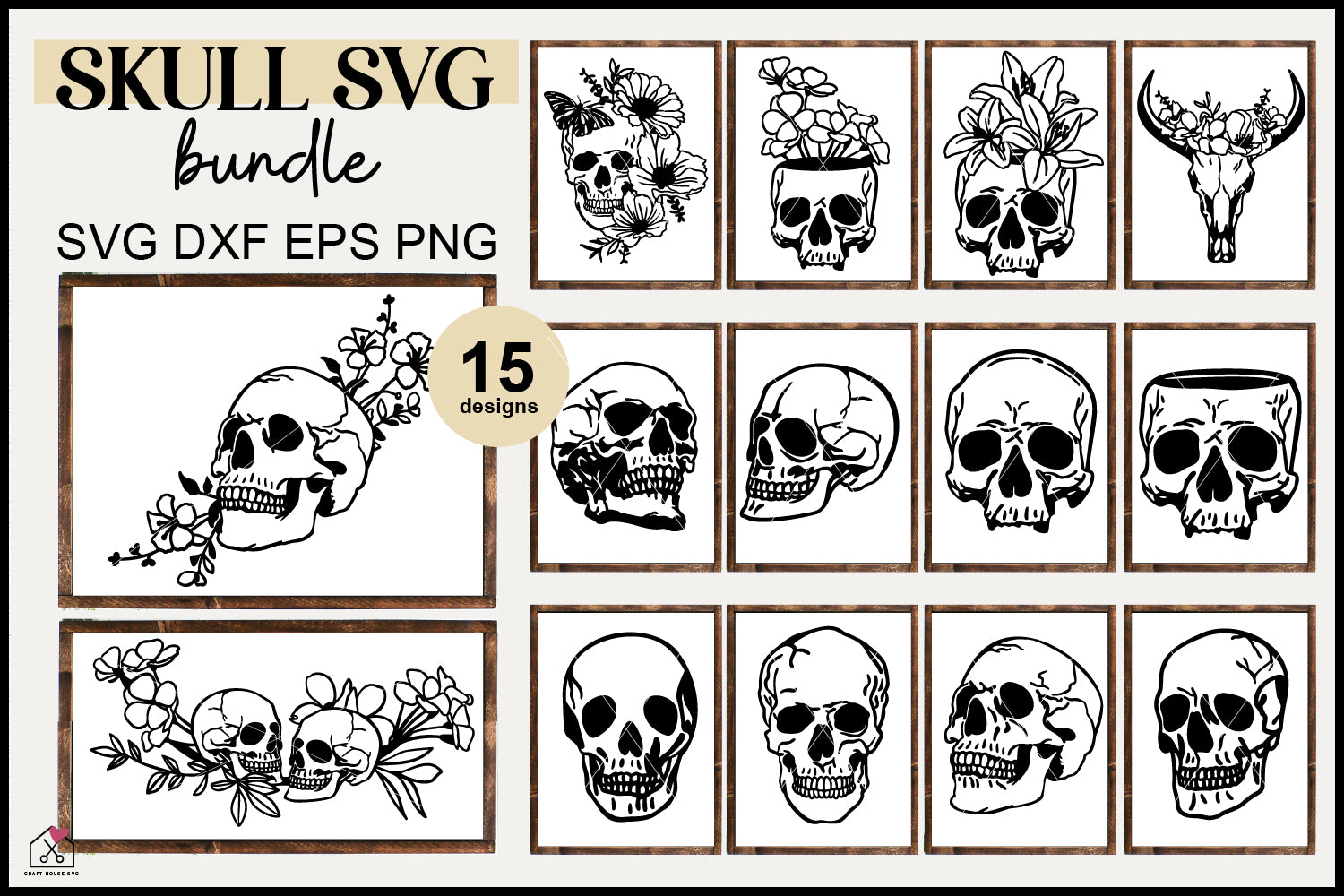 Skull SVG Bundle Floral Halloween