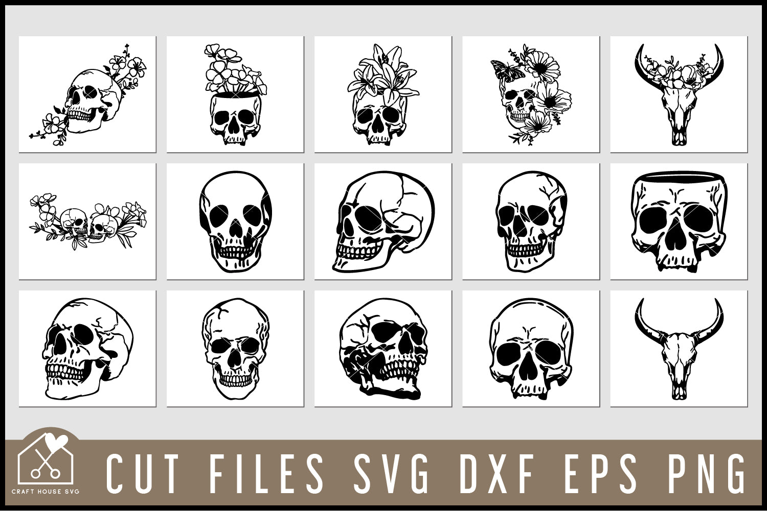 Skull SVG Bundle Floral Halloween