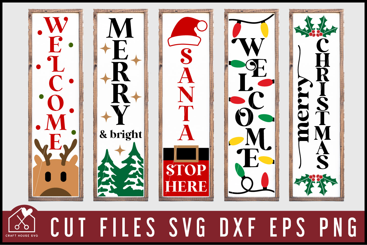 Vertical Christmas Sign SVG Bundle