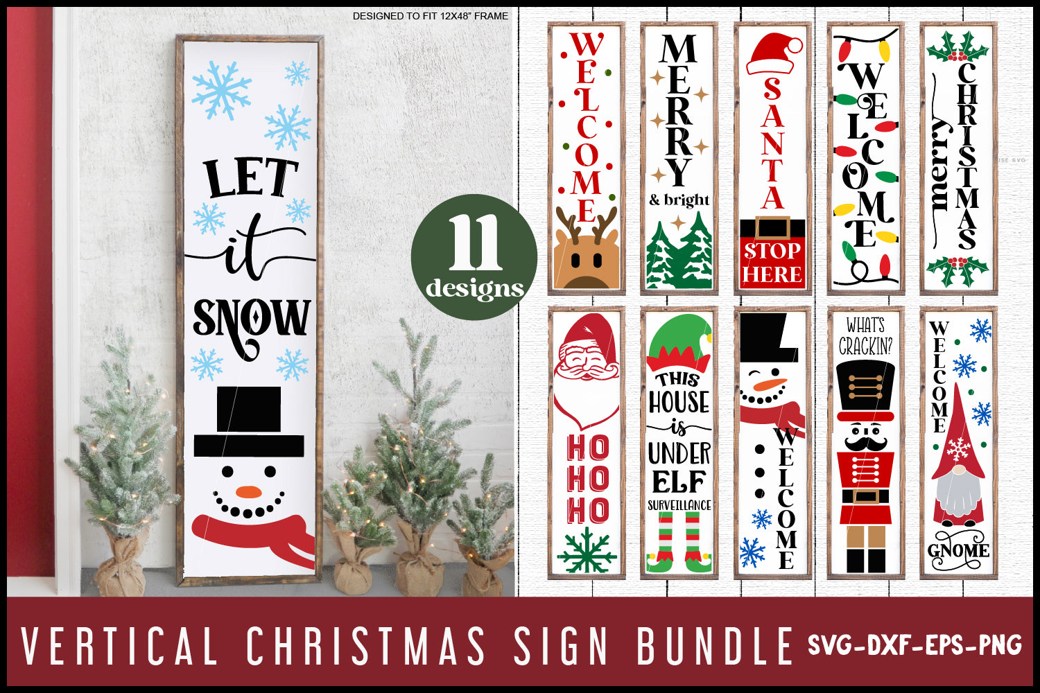 Vertical Christmas Sign SVG Bundle