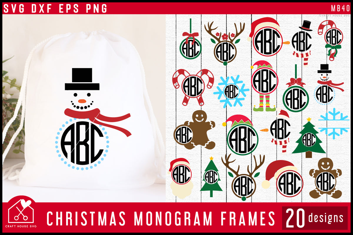 Christmas Monogram Frame SVG Bundle - Craft House SVG