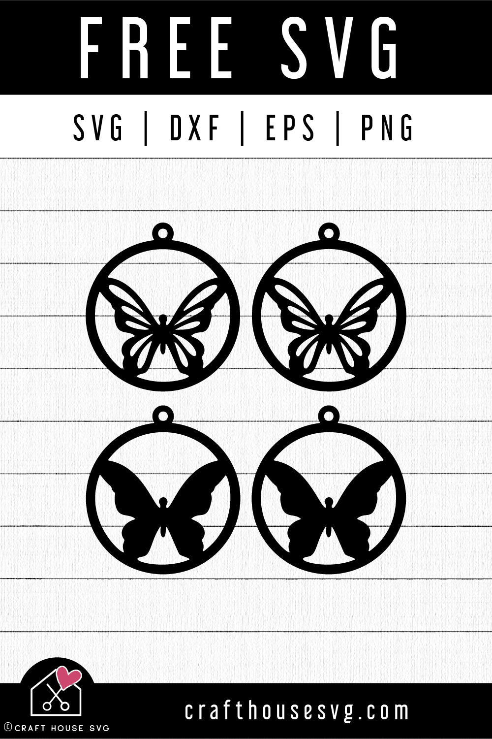 FREE Butterfly Earrings SVG file | Earrings, necklace SVG | FB176