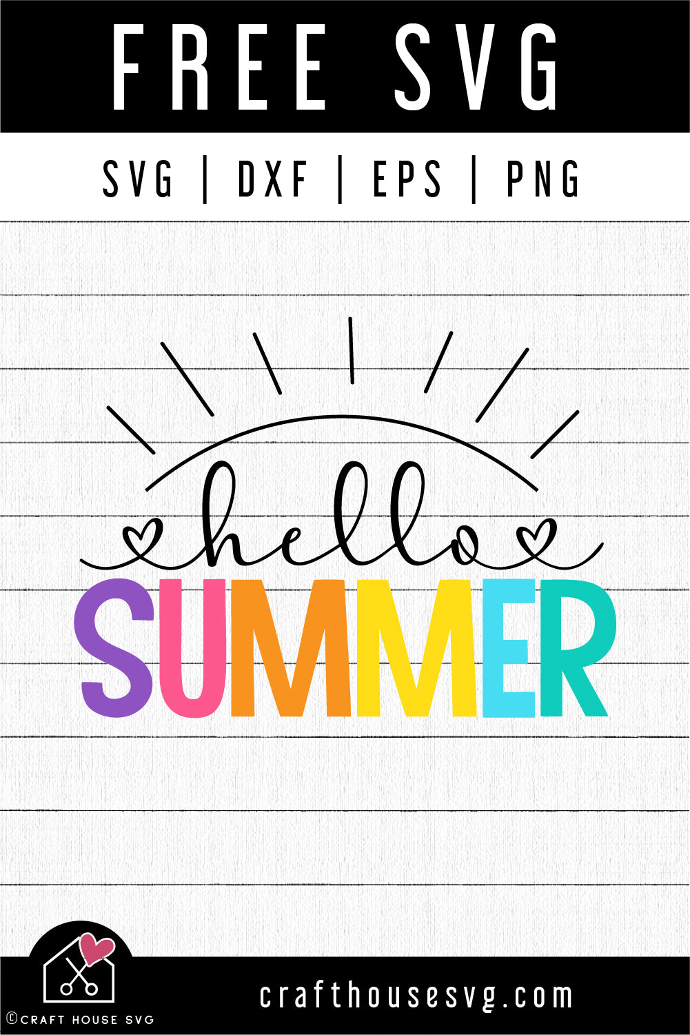 FREE Hello Summer SVG | FB230 - Craft House SVG