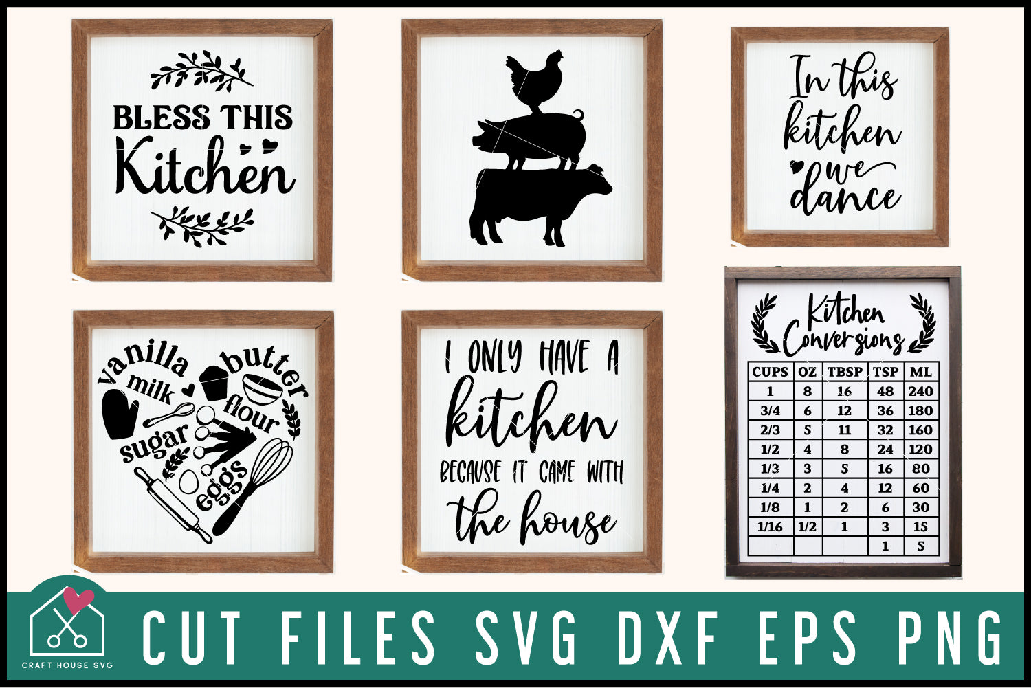 Kitchen SVG Bundle Farmhouse Sign Cut File
