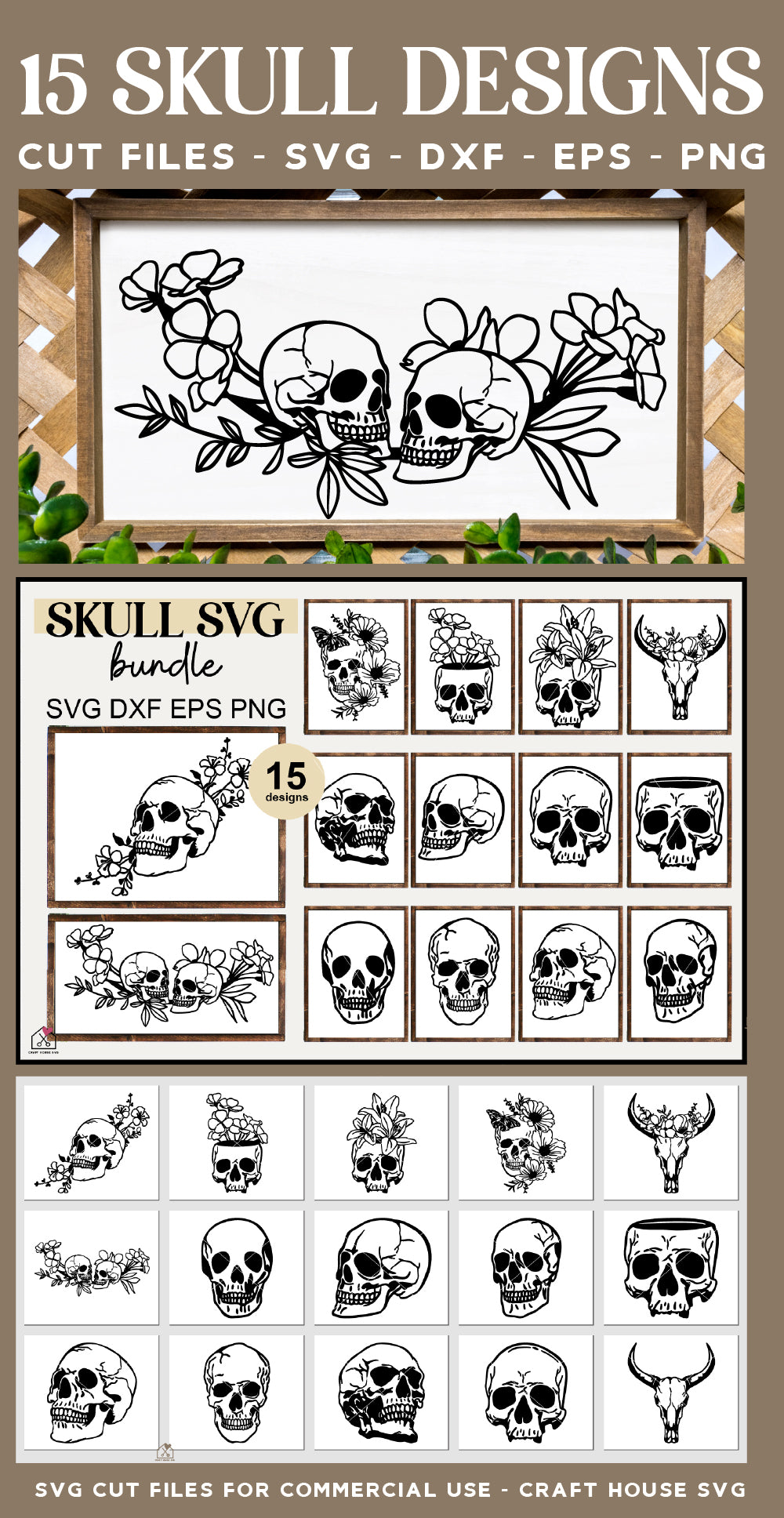 Skull SVG Bundle Floral Halloween